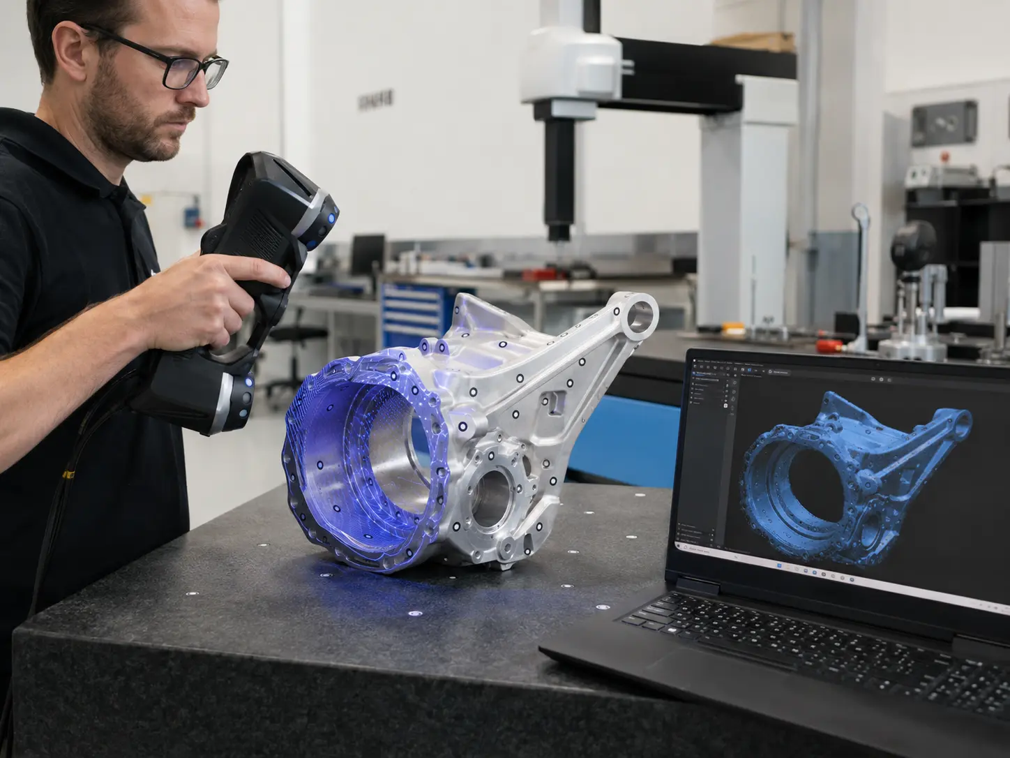 Structured-light reverse engineering scan with matching point cloud